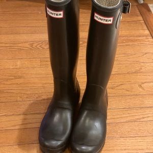 Hunter Original Tall Matte Black Rain Boots Sz 8